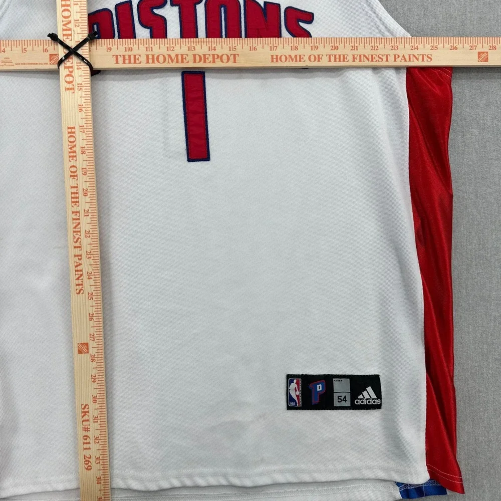 Allen Iverson Adidas Jersey Mens 54 XL White Detroit Pistons 1 Basketball NBA